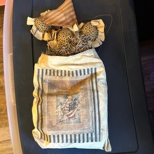 Rustic Fabric Bag with Decorative Accents